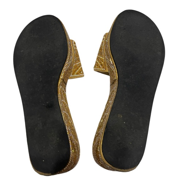 Gold Embellished Women's Slide Sandals - Picture 8 of 9